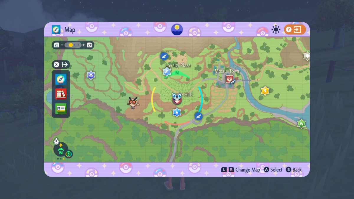 A map screen in Pokemon SV
